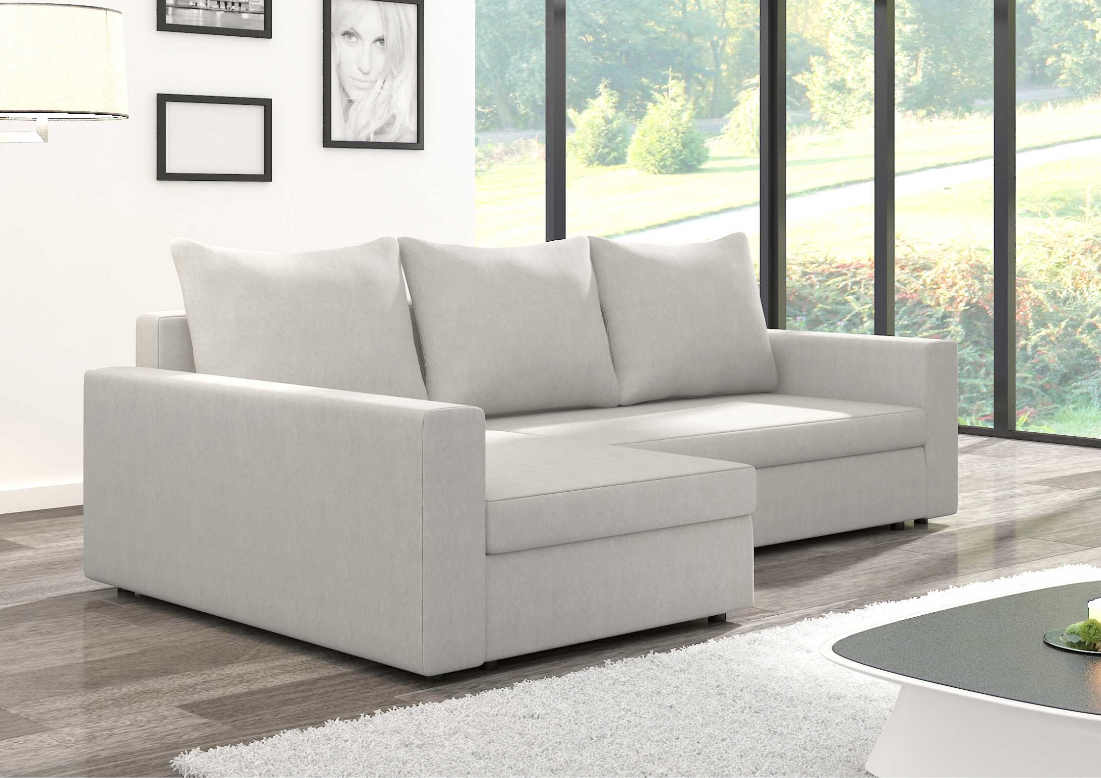 Klasyczny szary narożnik rozkładany